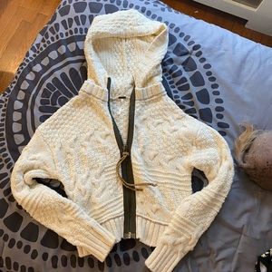 Free People Cable knit zip up sweater
